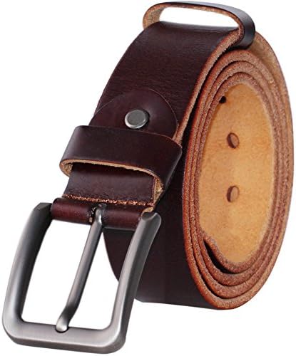 PAZARO Men's Super Soft Top Grain 100% Leather Belt Deep Brown Color