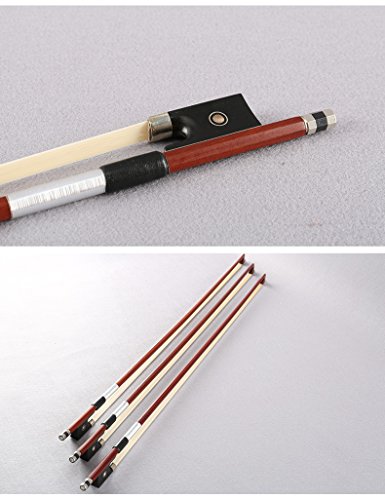 image for AMZZ Full Size 4/4 Violin Fiddle Bow Well Balanced Round Brazil Wood S