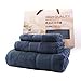 Ibestuff bamboo Craft ultra Soft 3 Piece Towel Set includes 1 Bath Towel,1Hand Towel,1 Face Towel (Dark Blue)