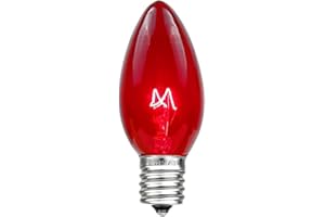 Novelty Lights Incandescent Christmas Replacement Bulbs - Indoor/Outdoor Individual Bulbs for Christmas Tree, Display, & More - C9/E17 Intermediate Base, 7 Watt Lights (Red, 25 Pack)