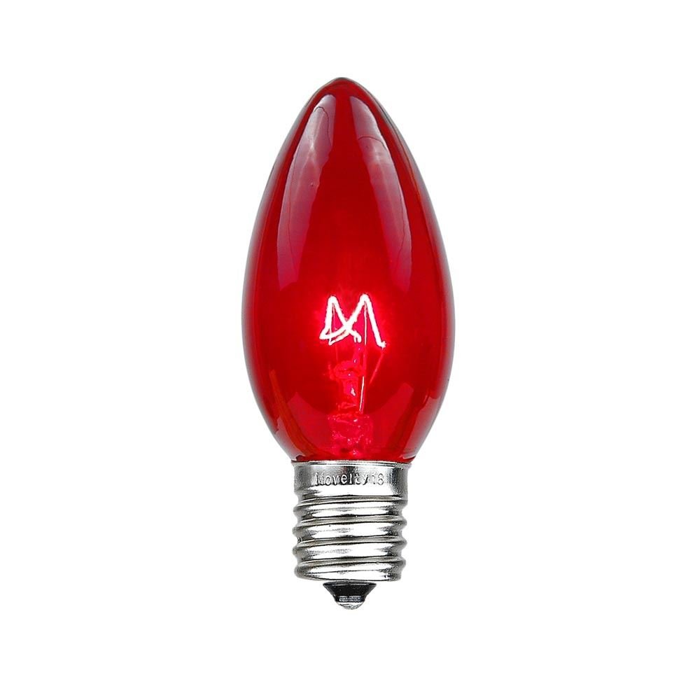 Red C9 Christmas Replacement Bulbs - 25 Pack of 7 Watt Incandescent Lights for Indoor & Outdoor Holiday Decor