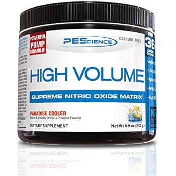 PEScience High Volume Caffeine Free Pump Pre Workout, Paradise Cooler, 252 Gram
