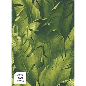 NextWall Tropical Banana Leaves Peel and Stick Wallpaper. (Green