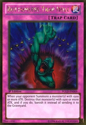Yu-Gi-Oh! - Bottomless Trap Hole (PGLD-EN069) - Premium Gold - 1st Edition - Gold Rare