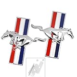 QUIOSS Running Horse Pony Car Grille Emblem Badge Ford Mustang Tri Bar Chrome Finish Bolts