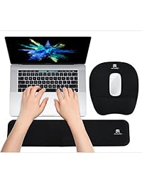 Almohadilla ergonómica para reposamuñecas de teclado y alfombrilla para ratón, soporte de mano para ordenador portátil, gel para reposamuñecas, cojín de apoyo de espuma viscoelástica antideslizante, diseño ergonómico para oficina y juegos, fácil de escrib