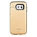 Galaxy S6, Dual-layer Heavy Duty Matte Rugged Protective Cover with Slider ID Credit Card Slot Cash Holder for Samsung Galaxy S6 by Cazle (Gold)