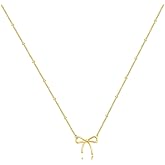 OGD Gold Necklace for Women, Bow Necklace 14K Layered Gold Necklace Dainty Bow Pendant Choker Necklace Trendy Bow Necklace Gold Chain Necklaces for Women Jewelry Gift
