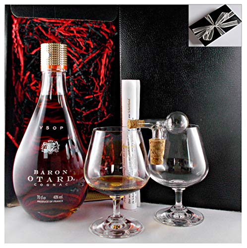 Geschenk Baron Otard VSOP Cognac + 2 Cognac Schwenker + Glaskugelportionierer