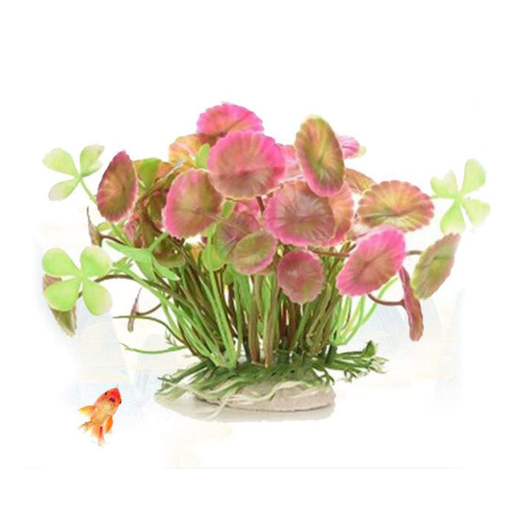 VOANZO Pack of 5 Artificial Aquarium Plants, Small Size Fish Tank Decorations Home Décor Plastic(Pink)