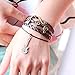 Antique Bronze Charm One Direction Lovely Guitar Music Signal Brown Leather Bracelet Wristbands