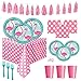 FLAMINGO Theme Party Supplies Pack - Bright Color Plates, Cups, Napkins and Decorations for Pool Party or Luau (Deluxe - Serves 16)