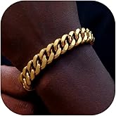 ChainsHouse Cuban Link Bracelet for Men, Stainless Steel/Black/Gold Plated Mens Chain Bracelet 6MM/10MM/14MM Width Cuban Wrist Bracelets 7.5"/8.3" Length, Send Gift Box
