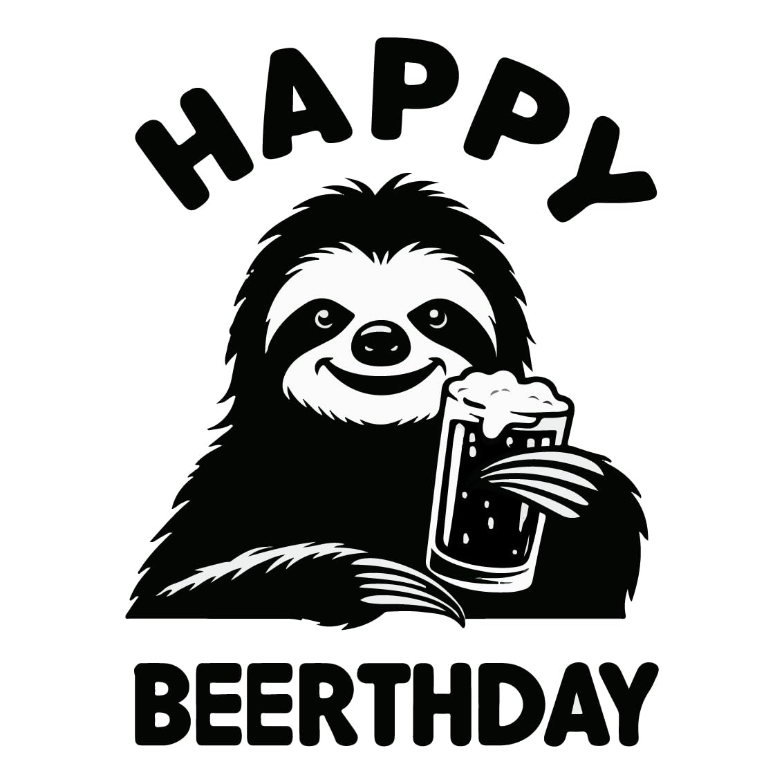 Happy Beerthday Sloth Wall Sticker - Easy Peel and Stick Decorative Decal for Birthdays, Beer Lovers - Fun, Removable Vinyl Art