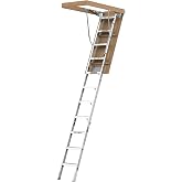 Aluminum Attic Ladder, 350 lbs Capacity Folding Loft Stairs for 7'8"-10'3" Ceilings, 22.5" x 54" Opening, Non-Slip Steps, Space-Saving Pull Down Design