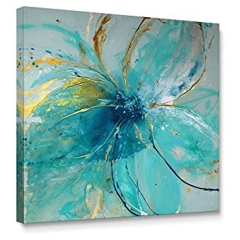 Niwo Art (TM - Blue Flower A, Floral Painting Artwork - Giclee Wall Art for Home Decor,Office or Lobby, Gallery Wrapped, Stretched, Framed Ready to Hang (16
