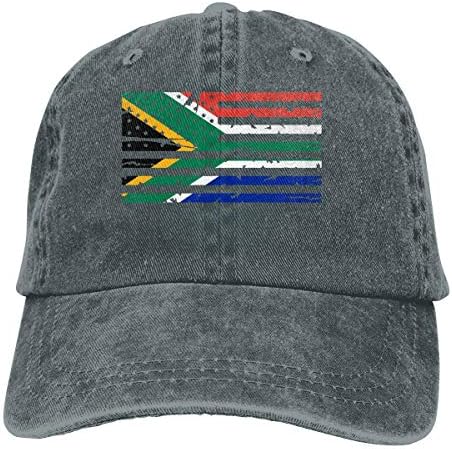 Keerqingqu Men's Or Women's Adjustable Denim Fabric Baseball Cap South African American Flag Trucker Cap