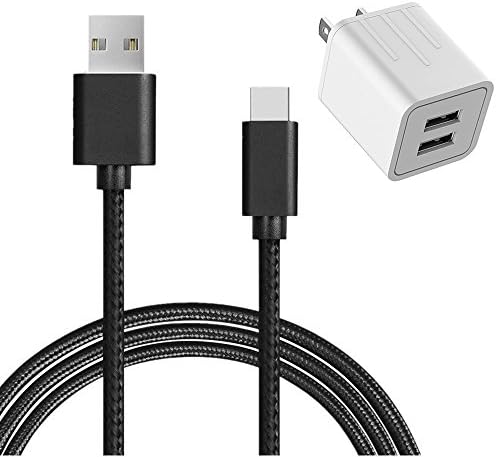 USB Type C Cable, AOKER Dual USB Portable Travel Wall Charger + 6FT USB C to USB A Cable for Samsung Galaxy Note 8,S8,S8 Plus, LG G6 G5 V30 V20, Google Pixel, Nintendo Switch, and More (Black)