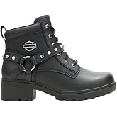 Harley-Davidson Footwear Womens Tegan Glam Motorcycle Casual Boots Ankle Low Heel 1-2" - Black