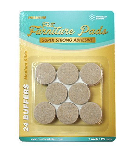 Felt Floor Protectors - 24 Beige Furniture Pads Protect Vinyl Linoleum Marble Wood Surfaces and Tile Floors from Table / Chair Leg Scratches - Sticky Self Adhesive for Best Hard Surface Protection