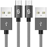 Micro USB Cable Android Charger - Syncwire [2-Pack 6.6ft] Super-Durable Nylon Braided Fast Sync&Charging Cord for Samsung Galaxy S7 Edge/S7/S6, HTC, LG, Sony, Xbox One, PS4 - Space Grey