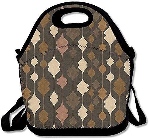 Sandy66Twain Abstract Old Medieval Victorian Style Pattern Textured Stylish Simplistic Neoprene Lunch Bags with Shouder Strap Insulated Lunch Box Totes for Adults,Women