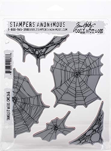 ART GONE WILD CMS-346 Tim Holtz Cling 7"X8.5" Stamp, Tangled Webs