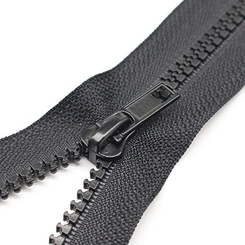 YaHoGa 2PCS #5 27 Inch Separating Jacket Zippers for Sewing Coats Jacket Zipper Black Molded Plastic Zippers Bulk (27" 2pcs)