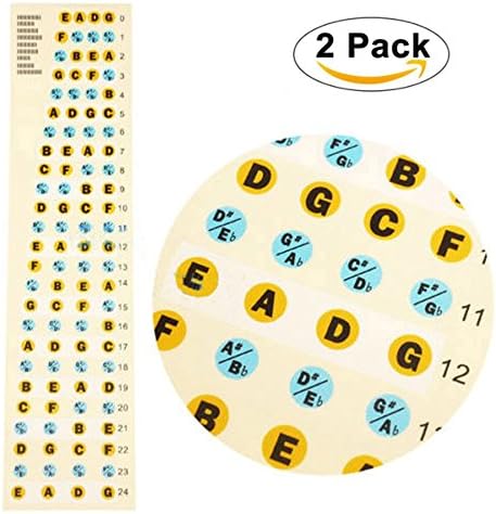 Lexiesxue 2Pcs Guitar Sticker Guitarra Fingerboard Stickers Bass Fretboard Scale Note Label Fret Sticker Bass Practice Guitar Accessories