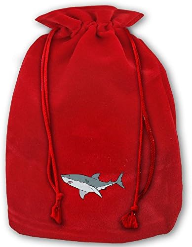 HERSON Shark Drawstring Gift Pouch Christmas Bag Sack Tote Bag Candy Sack For Children Santa Claus 14"X18"