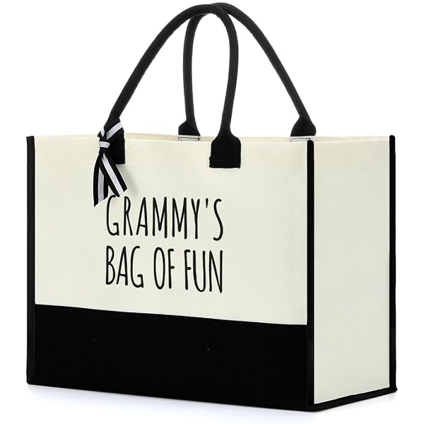 "Mimi" Personalized Tote Bag - Large Canvas Gift For Grandma, Nana, Mother - 17 X 12.6 X 7.9 Inches
