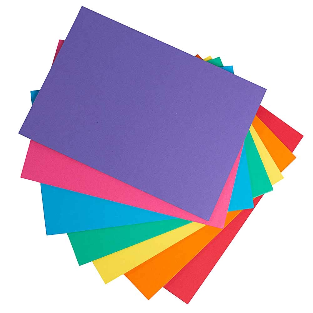 House of Card & Paper A4 Rainbow Card 50 Sheets per Pack 7 Colours, 210 x 297 mm/a4, Yellow,Orange,Blue,Green,Pink,Red,Purple