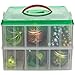 Christmas Plastic Ornament Storage Container / 3 Stackable Snap Together Box Trays - Bundled with Ribbon container & cloth
