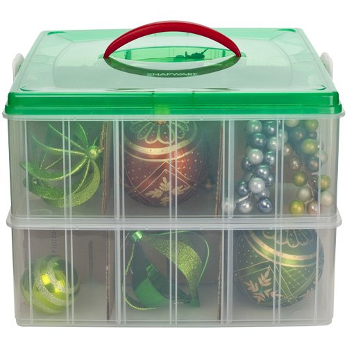 Christmas Plastic Ornament Storage Container / 3 Stackable Snap