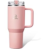 Gpeng 30/40/50 oz Tumbler with Handle, Water Bottles with Straw Lid, Insulated Stainless Steel Travel Mug Cup Holder Friendly, Keep Drinks Cold or Hot for Hours