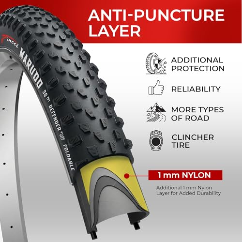 Fincci Bici Copertoni MTB 29 x 2.1 - Set di Nero Pneumatici Pieghevoli 29" con Protezione Antiforatura 1 mm e 2 Camere d'aria 52-622 - Imballaggio Gomme 29" per Gravel & Mountain & E bike