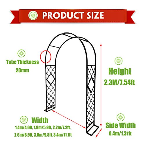 Outech 2,2 Mx 2,3 Mx 0,4 M Metallgartenbogen Rankgitter, Schwarzer, Weißer Rosenbogen, Starker, Langlebiger Torbogen… – Bild 8