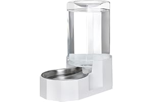RIZZARI Automatic 6.3L Gravity Pet Water Dispenser with Stainless Steel Bowls, 100% BPA-Free,Safe and Large Capacity, Suitable for Small and Medium-Sized Cats and Dogs (6.3L Without Filter)