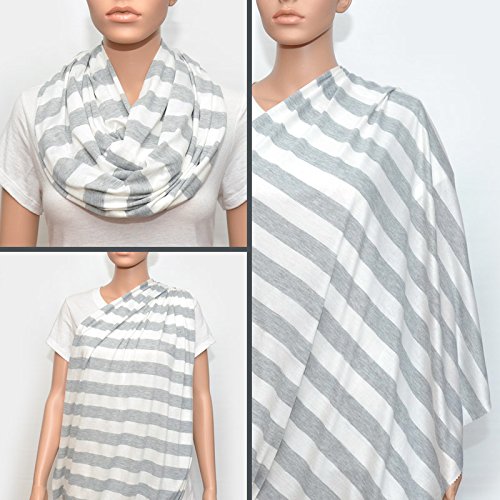 Nursing Scarf - Nursing Cover - Nursing Cover Scarf - Infinity Scarf - Nursing Infinity Scarf (Grey Stripes)