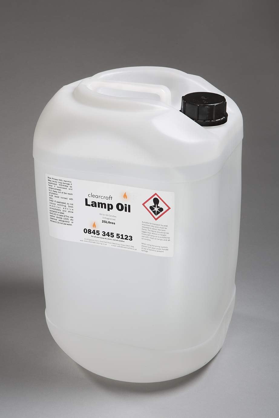 25 LITRE DRUM OF CLEARCRAFT ODOURLESS LAMP OIL WITH FREE PUMP AND FILLER BOTTLE (Natural