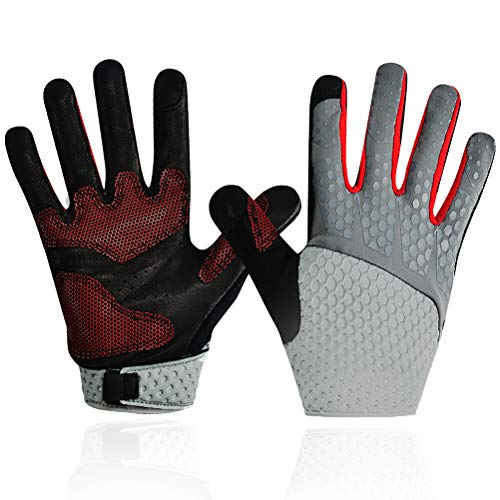 SAVIOR HEAT Workout Gloves, Full Finger Gym Gloves Leather Palm