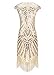 BelinlaAny Women's 1920s Retro Diamond Sequined Embellished Fringed Flapper Dress 002(Medium, Luxury Beige)