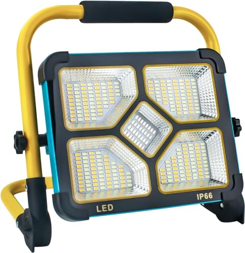 100W Reflector Solar Exterior Interior Portátil,Luz de Trabajo Led Recargable, 4 Modos, Luces de Campamento al Aire Libre Súper Brillantes, Senderismo, Iluminación del Lugar de Trabajo, Emergencia