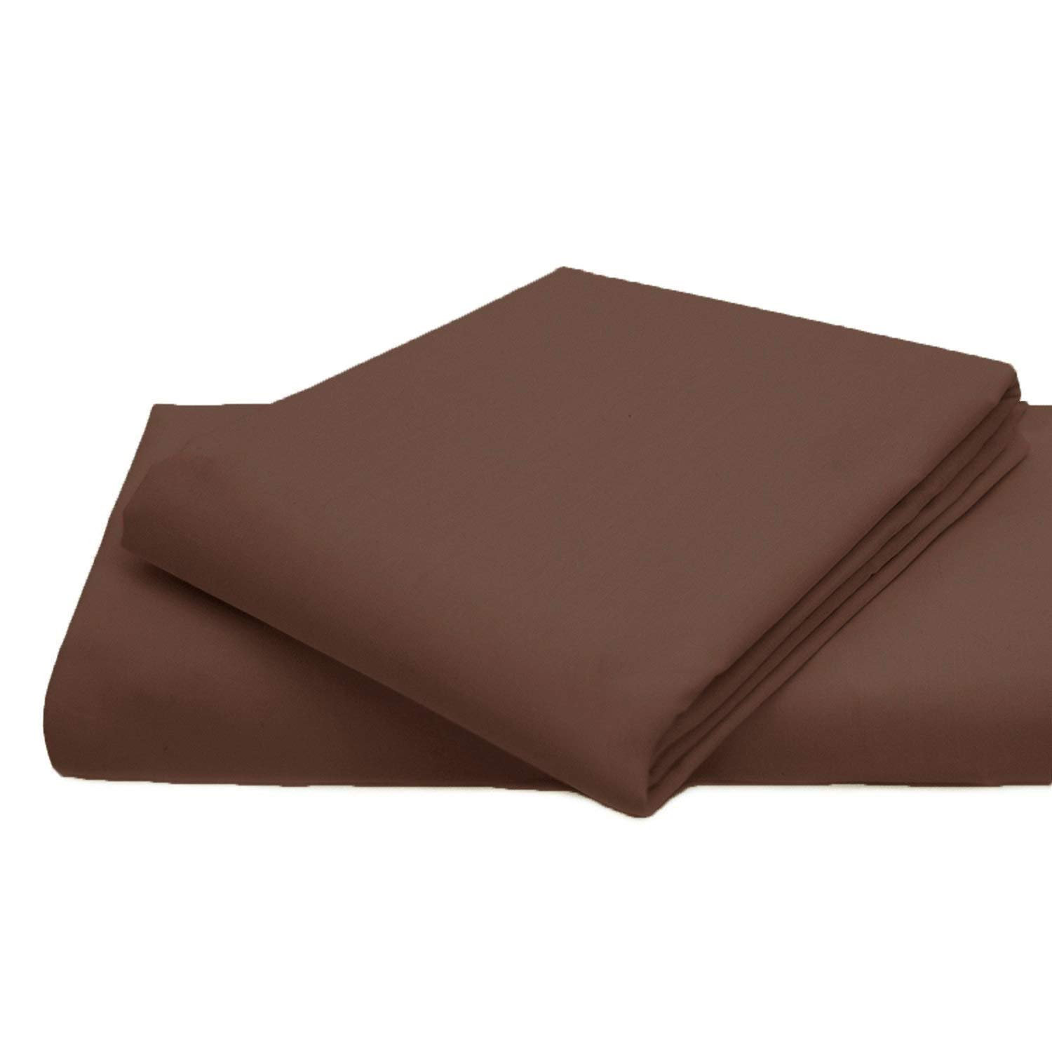 AmigoZone Cotton Percale Easy Care Polycotton Flat Sheet (Chocolate, Single)