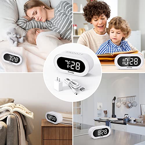 REACHER Small LED Digital Alarm Clock with Snooze, Simple to Operate