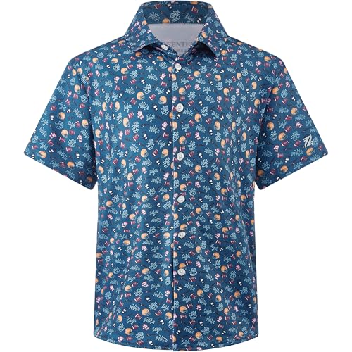 FT FENTENG Boy's Hawaiian Shirt for Boy Wrinkle Free Casual Printed Beach Shirt, Retro Rugby Club Boy's Casual Button Down Shirts Regular Fit Short Sleeve Summer Shirts for Boy, 8 Years at Amazon
