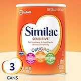 Similac Sensitive Infant Formula with Iron, For Fussiness and Gas, One Month's Supply, Baby Formula, Powder, 2.18 lb (Pack of 3)