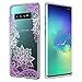 Casetego Compatible Galaxy S10 Plus Case,Clear Soft Flexible TPU Case Rubber Silicone Skin with Flowers Floral Printed Back Cover for Samsung Galaxy S10 Plus,Purple Flower