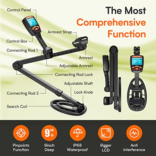 Metal Detector for Adults Upgraded Professional - Foldable Metal Detector with Precise Positioning and Tone Recognition, 8 Recognition Elimination Modes with 10” Waterproof Coil Gold Detectors