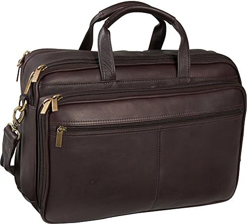 Ledonne Leather Two Compartment Computer Brief, Café